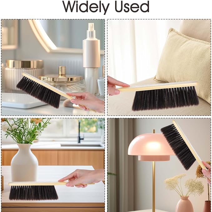 8 Pieces Hand Broom Brush, Natural Wooden Dust Brush Soft Bristles Dusting - Image 5