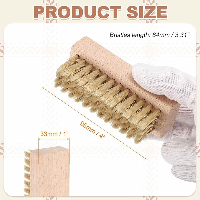 HARFINGTON Shoe Cleaning Brush 4"x1" Beech Wood Nylon Boot Polish Brushes - Image 2