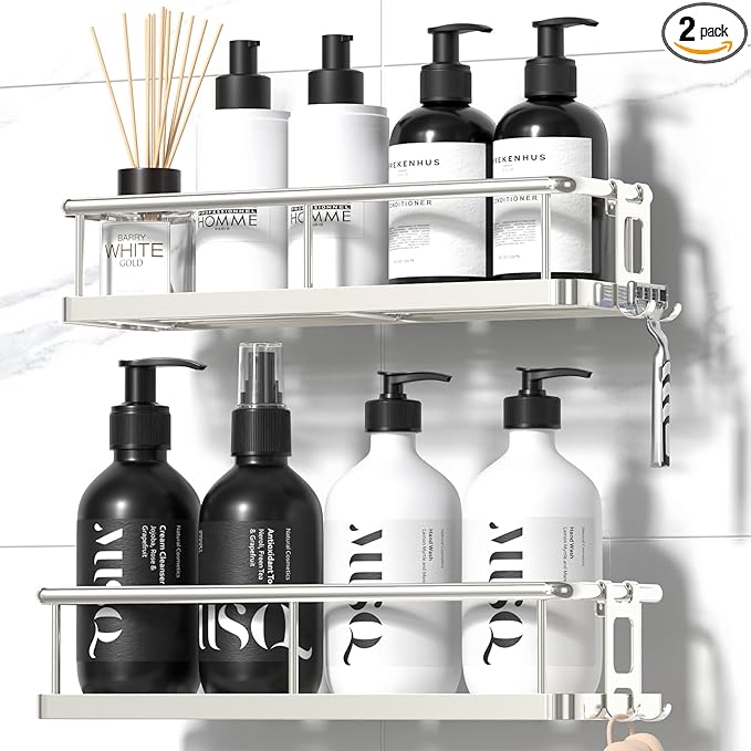 YASONIC Shower Caddy Adhesive, No Drill Bathroom Shower Organizers, by YASONIC