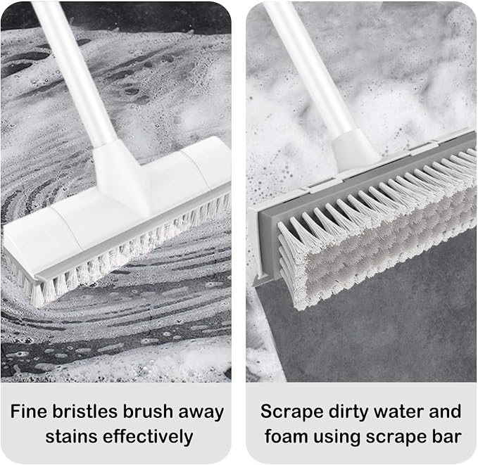BOOMJOY Floor Scrub Brush with Long Handle, 2 in 1 Scrape and Brush, Stiff - Image 3