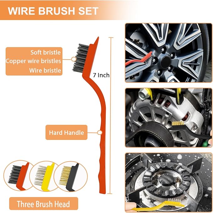 Car Interior Detailing Brush Cleaning Kit, Soft Bristle Dusting Brush, Wire - Image 4