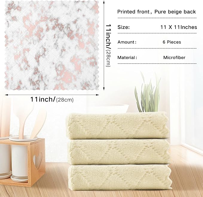 ALAZA Dish Towels Kitchen Cleaning Cloths Marble - Image 3