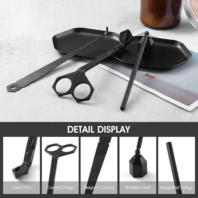 3-in-1 Candle Accessory Set, Wick Trimmer, Candle Snuffer, Wick Spoon, - Image 2