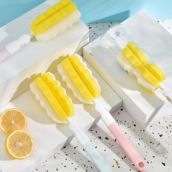 INVODA 4PCS Bottle Brush Long Handle Cup Cleaner Brush Sponge Bottle Scrubber - Image 9