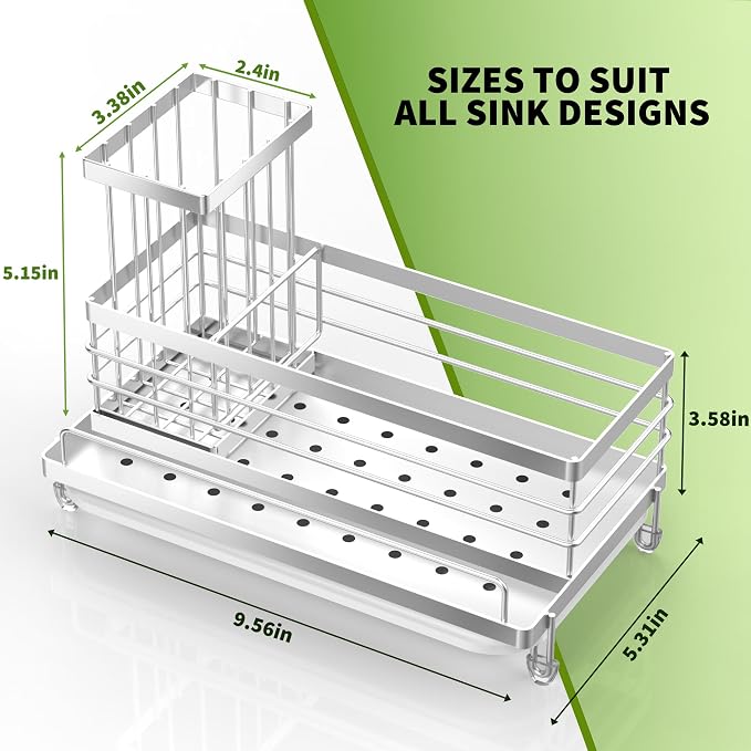 Cisily Stainless Steel Kitchen Sink Caddy Organizer, Sponge Holder - Image 3