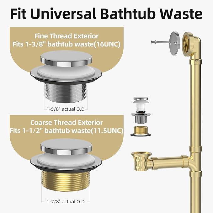 Chrome Plated Tub Drain Kit - Image 4