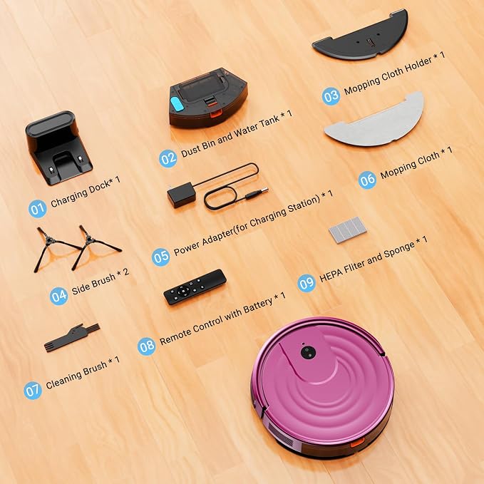 Robot Vacuum and Mop Combo 5000Pa 650mL 2 in 1 Mopping Robot Vacuum Cleaner - Image 8