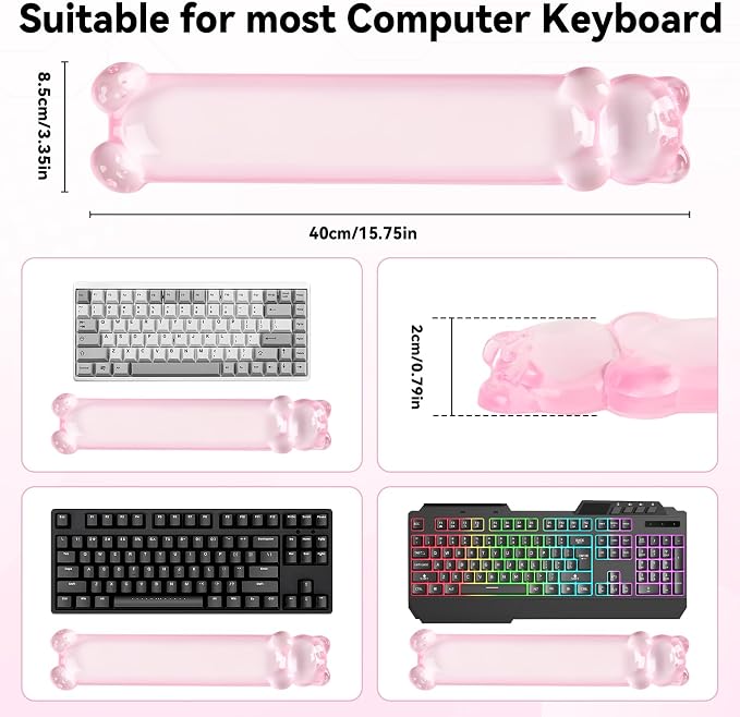 Clear Gel Keyboard Wrist Rest, Bear-Shape Wrist Rest, Ergonomic Wrist Rest - Image 2