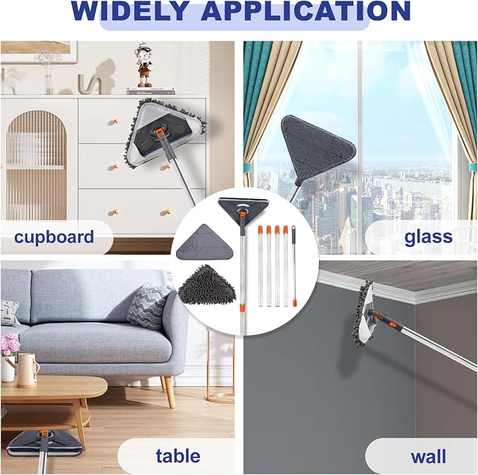 Wall Cleaner Mop with 79 Inches Long Handle, 360° Wall Washer Cleaner Tool - Image 5