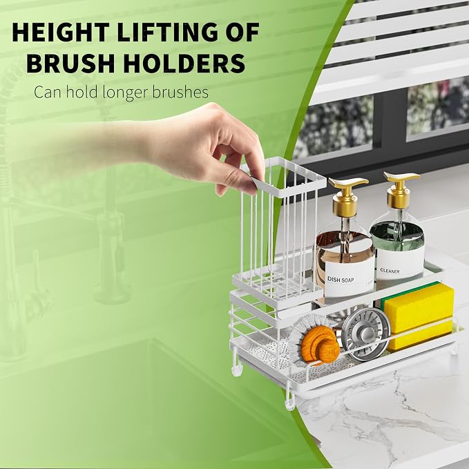 Cisily Kitchen Sink Caddy Organizer, Sponge Holder, Detergent Brush Holder - Image 4