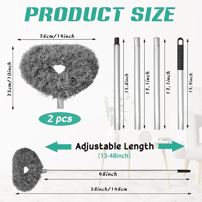 Ceiling Fan Cleaner Duster, Reusable Microfiber Ceiling Fan Blade Cleaner Duster - Image 2
