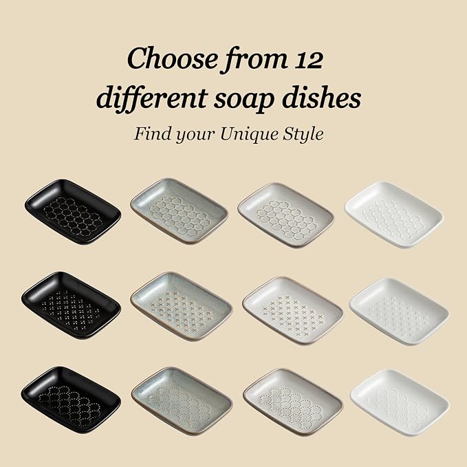 Gomakren Soap Dish for Shower, Ceramic Soap Dishes for Bar Soap Sponge - Image 9