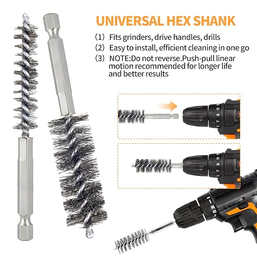 Bore Brush for Drill – 6pcs Stainless Steel Wire Tube Brush in Different Sizes - Image 6