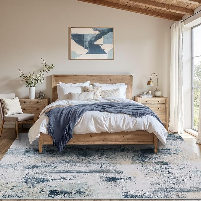3x5 Indoor Entryway Rug, Modern Abstract Washable Rug, Boho Non Slip Throw - Image 5