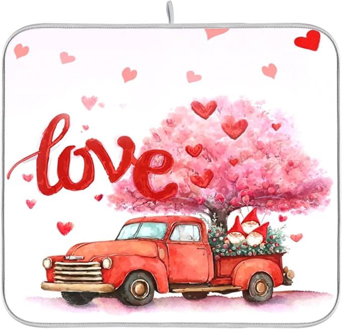 Valentine’s Day Love Tree Dish Drying Mat by Wamika