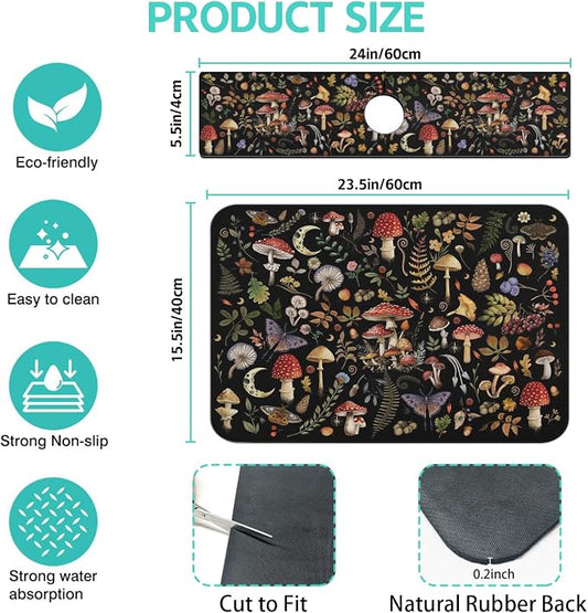 Dish Drying Mat for Kitchen Counter Matt, Super Absorbent Non-slip Rubber Backed - Image 2
