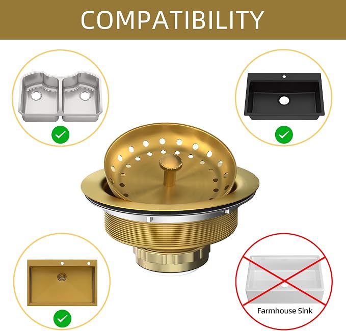Kitchen Sink Drain Gold Sink Drain Strainer - Image 6