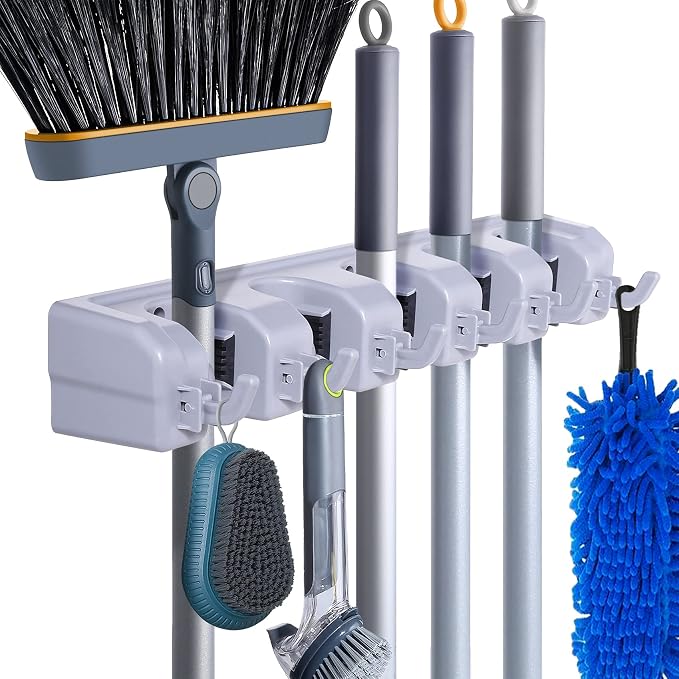 Broom Holder Wall Mount Broom Organizer Mop Holder Hanger Garden Tool by HYRIXDIRECT