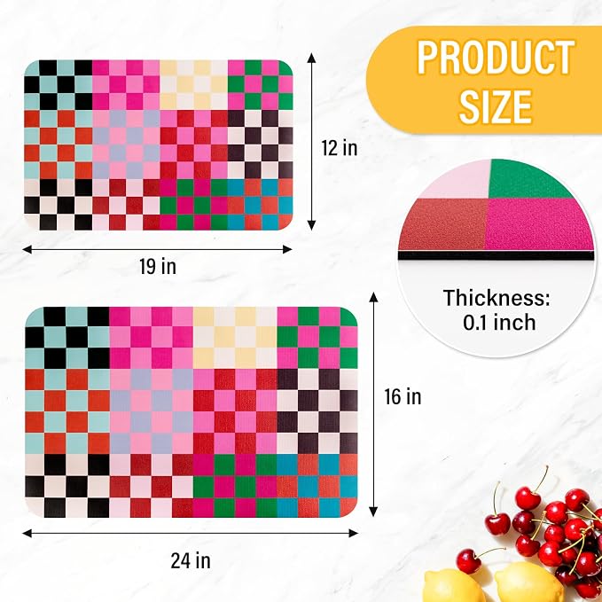 Checkered Dish Drying Mat for Kitchen Counter Coffee Mat Bar Accessories - Image 2