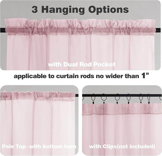 Chyhomenyc Sheer Valances for Windows, Small Window Curtains for Living Room - Image 6