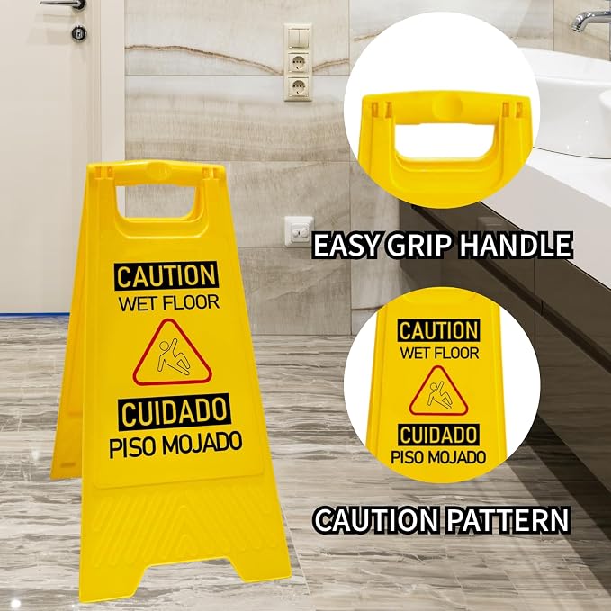 12 Pack A-Frame Caution Wet Floor Safety Signs，Foldable Double Sided Warning - Image 3