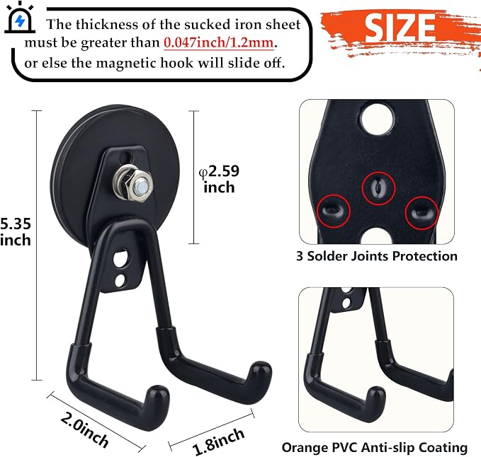 ULIBERMAGNET Large Magnetic Hooks, Strong Heavy Duty Magnet Hooks - Image 2