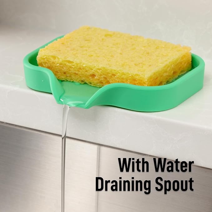 Zulay Kitchen Small Silicone Sponge Holder – Space-Saving Sink Organizer Tray - Image 8