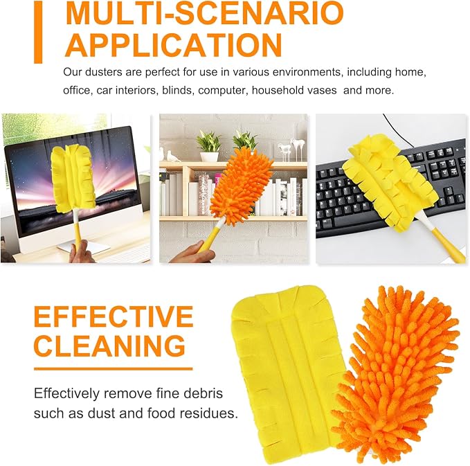 2 Pcs with 1 Handle Reusable Duster Refills, Washable Microfiber Dusters - Image 7