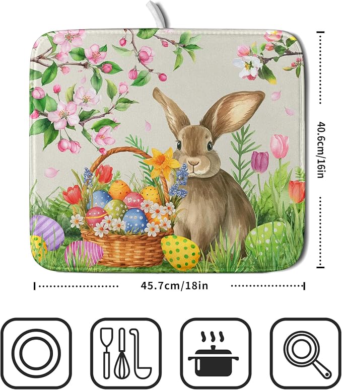 Easter Bunny Colorful Eggs Dish Drying Mat - Image 2