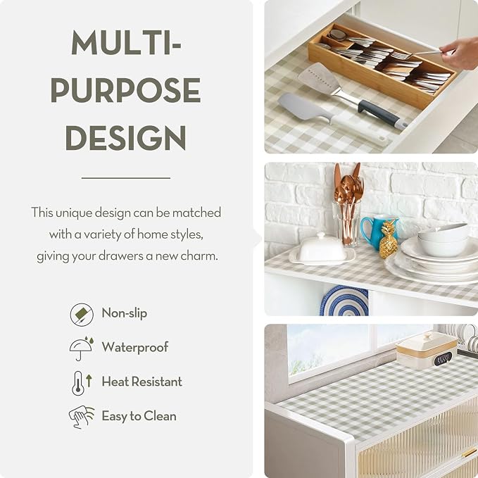 Drawer Shelf Liner, Non-Slip Kitchen Cabinet Liners Non-Adhesive Thick Strong - Image 6