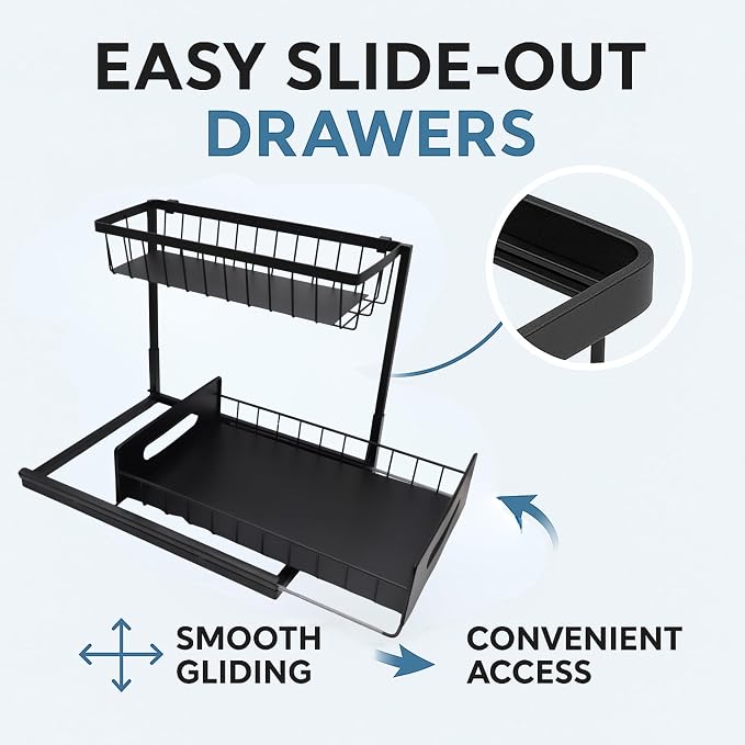 USTECH Under Sink Organizer, Cabinet Organizer, Bathroom Organizer, Under Sink - Image 2