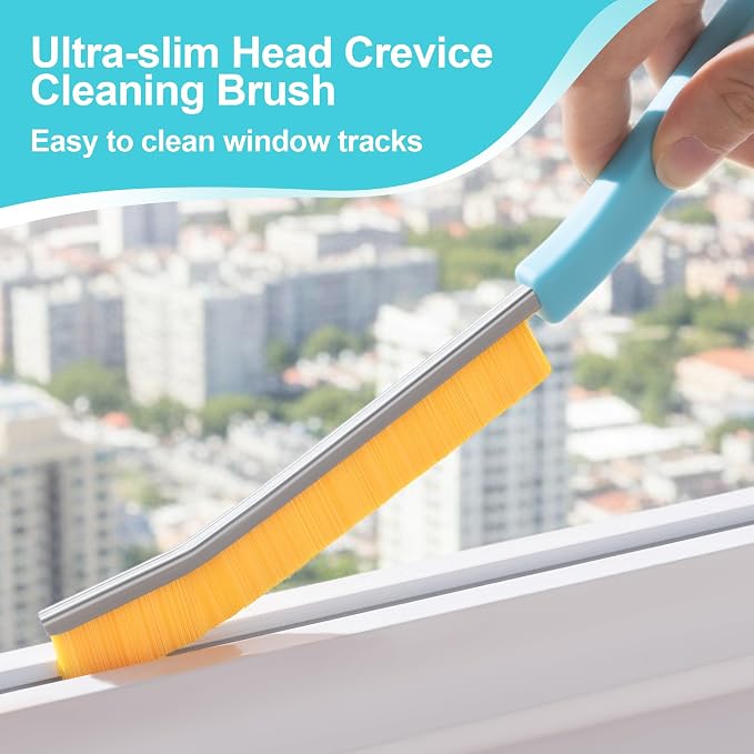 JOYMOOP 4 Pack Crevice Cleaning Brush, Turquoise Hard Bristle Grout Brush - Image 3