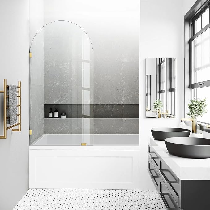 34" W X 58.25" H Tub Shower Door, Frameless Bathtub Glass Shower Door - Image 6