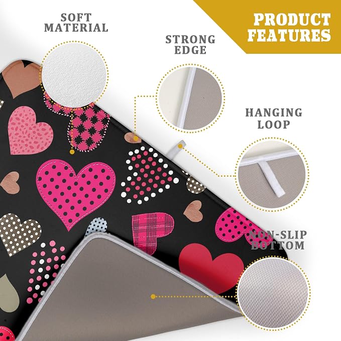 Happy Valentine's Day Black Dish Drying Mat - Image 4
