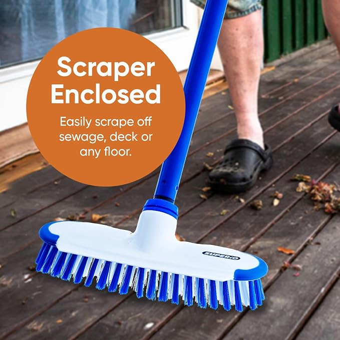 Superio Deck Scrub Brush with Long Handle 54", Heavy Duty Stiff Bristles Grout - Image 5