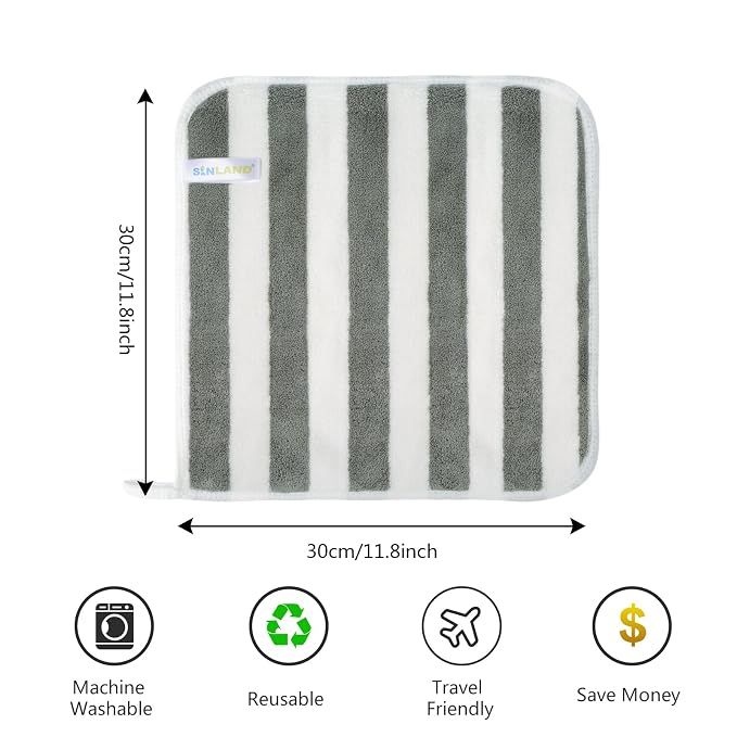 SINLAND Microfiber Facial Cloths Fast Drying Washcloth 12inch x 12inch - Image 2