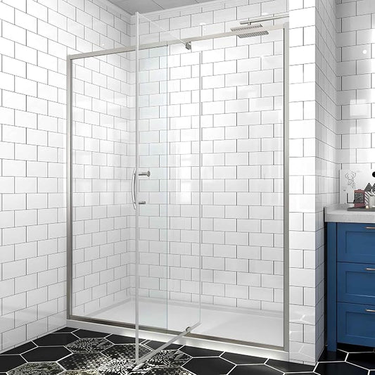 56-60" W x 71" H Pivot Glass Shower Door, 1/4" Thick Clear SGCC Tempered Shower by Unknown