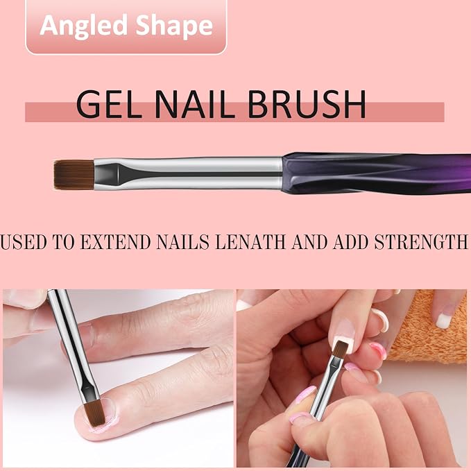 Nail Art Clean Up Brushes, Flat/Oval/Fine Angled Gel Nail Brushes - Image 4