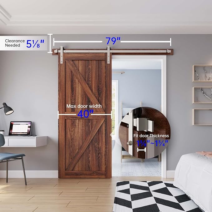 EaseLife 6.6 FT Brushed Nickel Sliding Barn Door Hardware Track Kit, Straight - Image 6