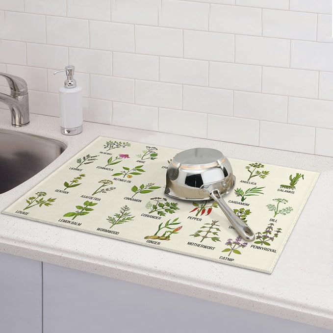 Cute Herbs Botanic Garden Plants Dish Drying Mat - Image 2