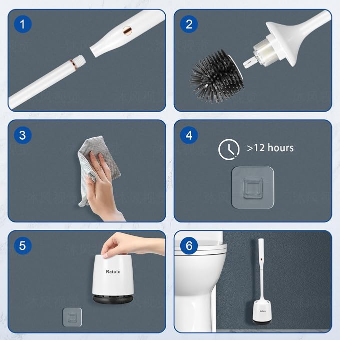 Electric Toilet Brush, Silicone Toilet Brush, Toilet Bowl Brush and Holder Set - Image 7