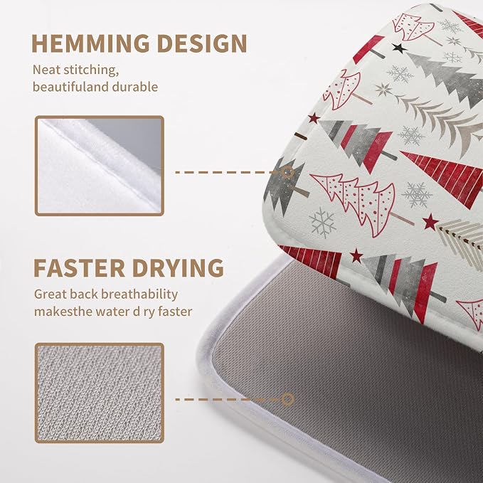 Christmas Dish Drying Mats for Kitchen Counter Xmas Tree Drying Mat Winter - Image 4