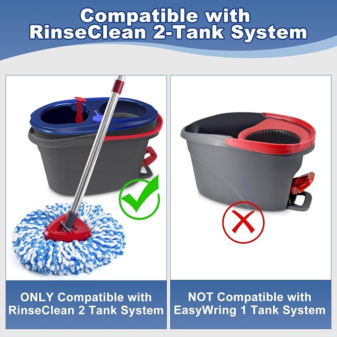 Mop Heads for O Cedar RinseClean 2 Tank Spin Mop System, 3 Microfiber Mop Head - Image 5