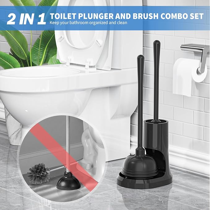 uptronic Toilet Plunger and Brush, Bowl Brush and Heavy Duty Toilet Plunger Set - Image 7
