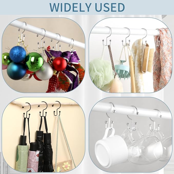Goowin Shower Curtain Hooks, Durable Rust Proof Black Shower Curtain Hooks - Image 7