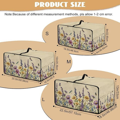Convection Toaster Oven Cover with Side Pockets, Dust-Proof Smart Microwave Oven Protector for Countertop Decorations, S, Floral Butterfly Dragonfly