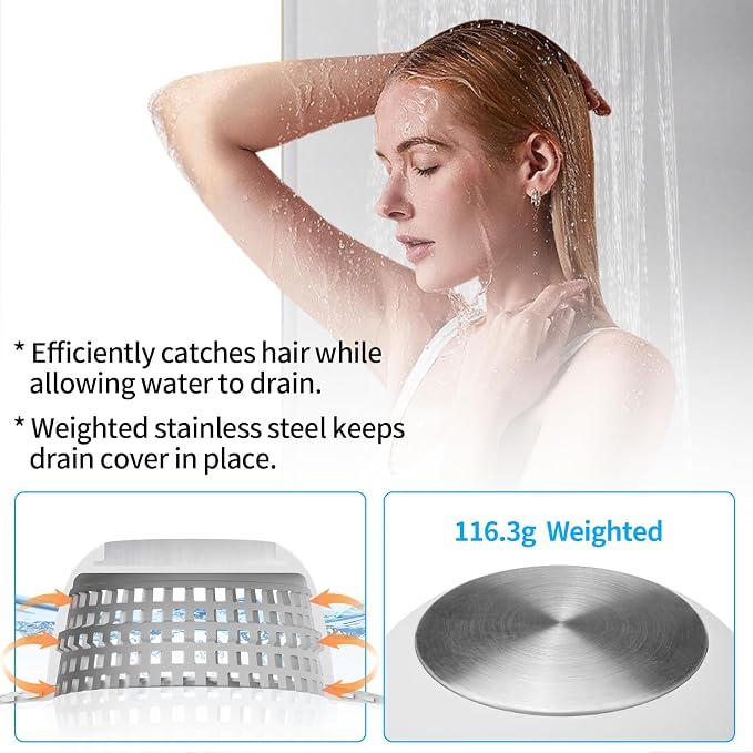 Shower Drain Hair Catcher, Bathtub Drain Cover Foldable Silicone Shower & Tub - Image 4
