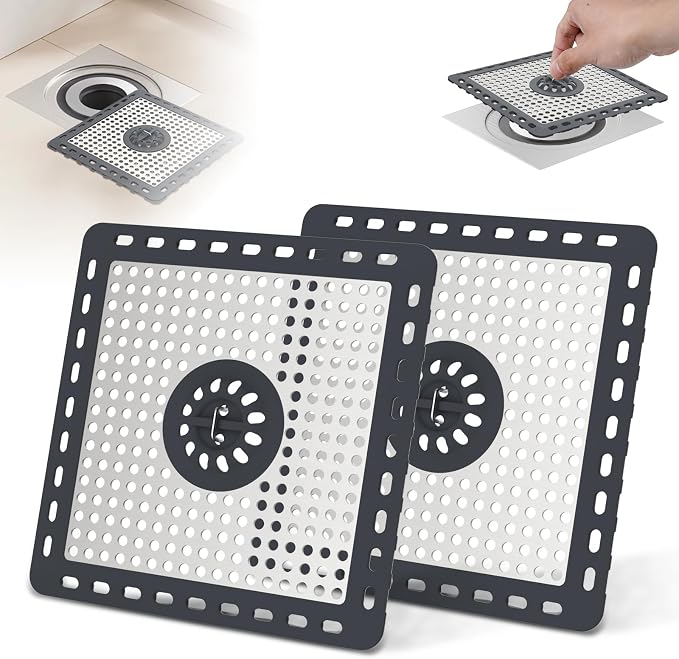 Hibbent 2 Pack Shower Drain Hair Catcher, Shower Drain Cover by Hibbent