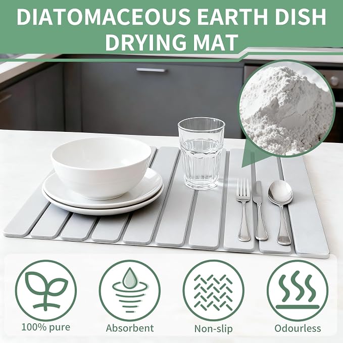 Large Stone Dish Drying Mat for Kitchen Counter, Collapsible 24"X16" Super - Image 3