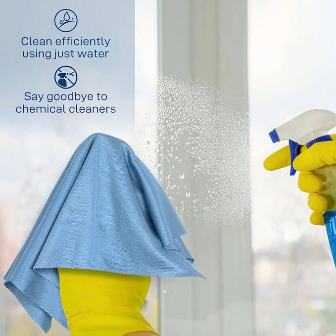 Microfiber Cleaning Cloths Glass Cleaner: 8 Packs 18X18 Window Cleaner Kit Wine - Image 6